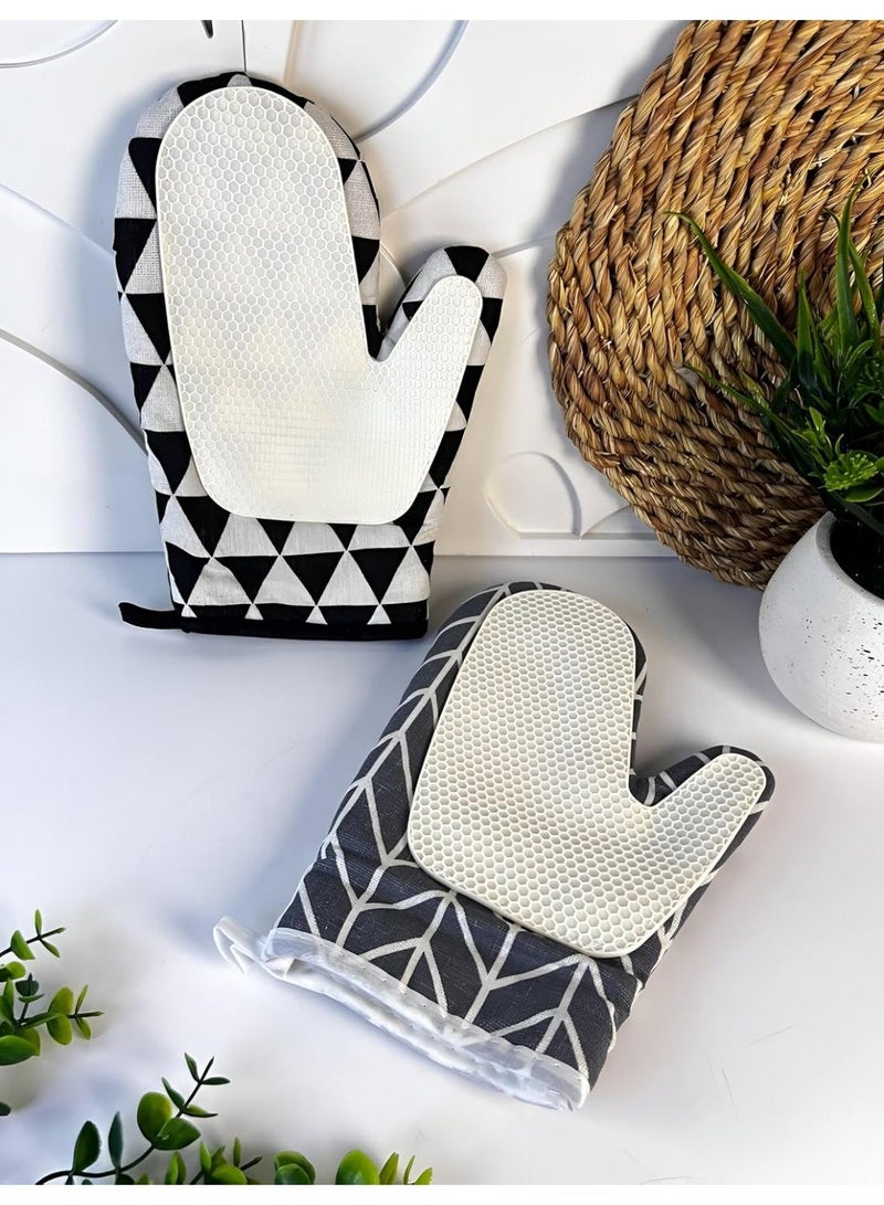 قفاز فرن سيليكون مبطن تقيل، مانعة للانزلاق، مناسبة للطبخ والشواء قطعه - Image 1